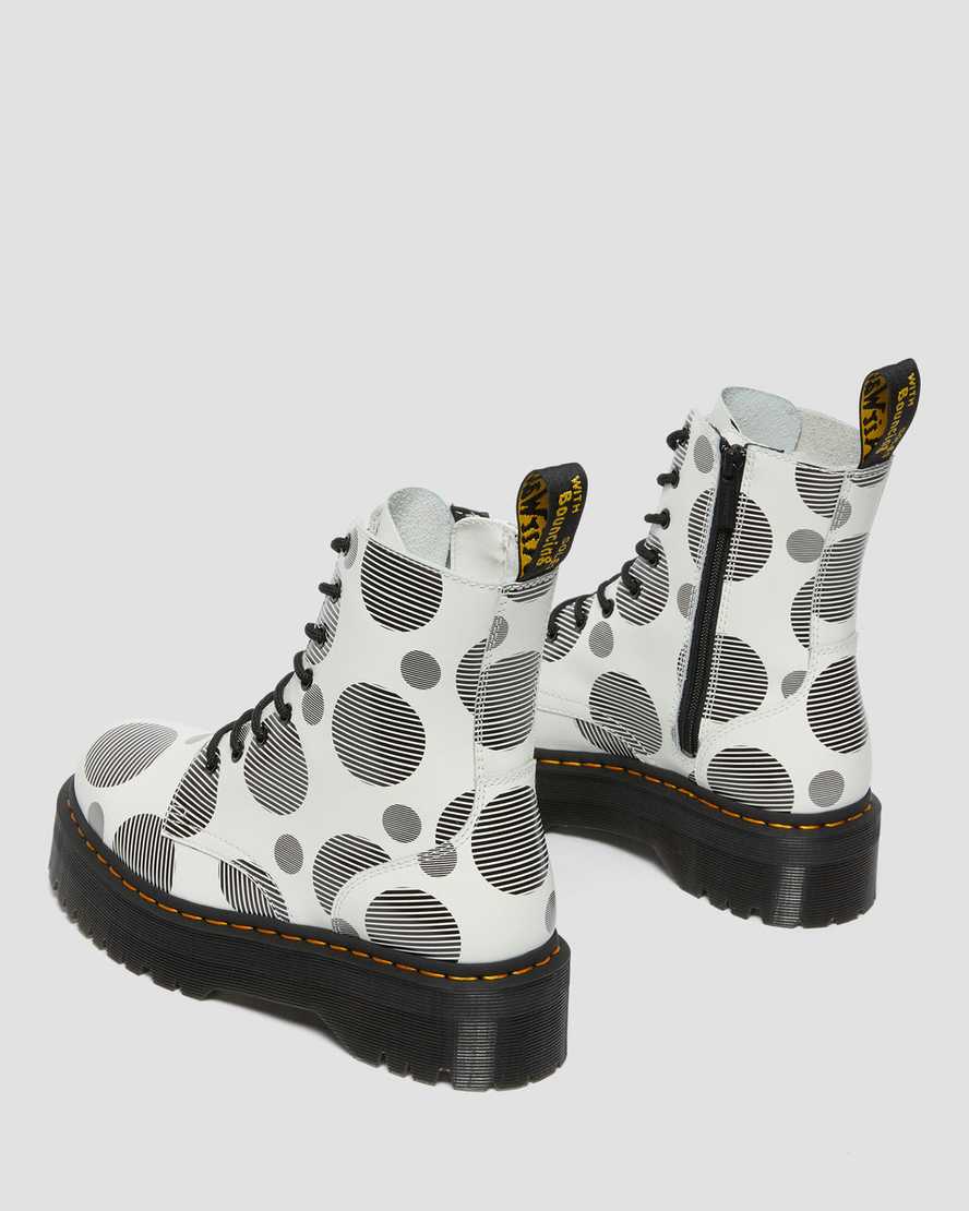 hvide dr martens jadon polka dot smooth dame platformstøvler