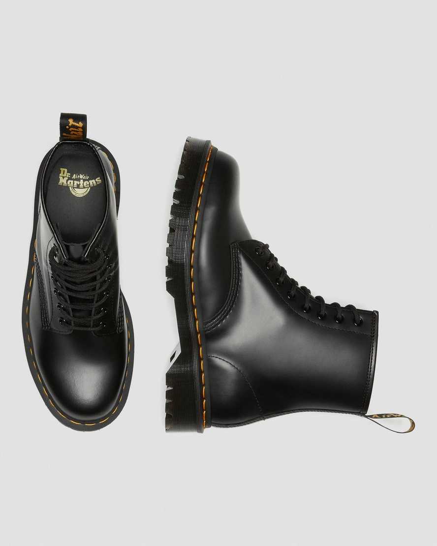 sorte dr martens 1460 bex smooth dame platformstøvler