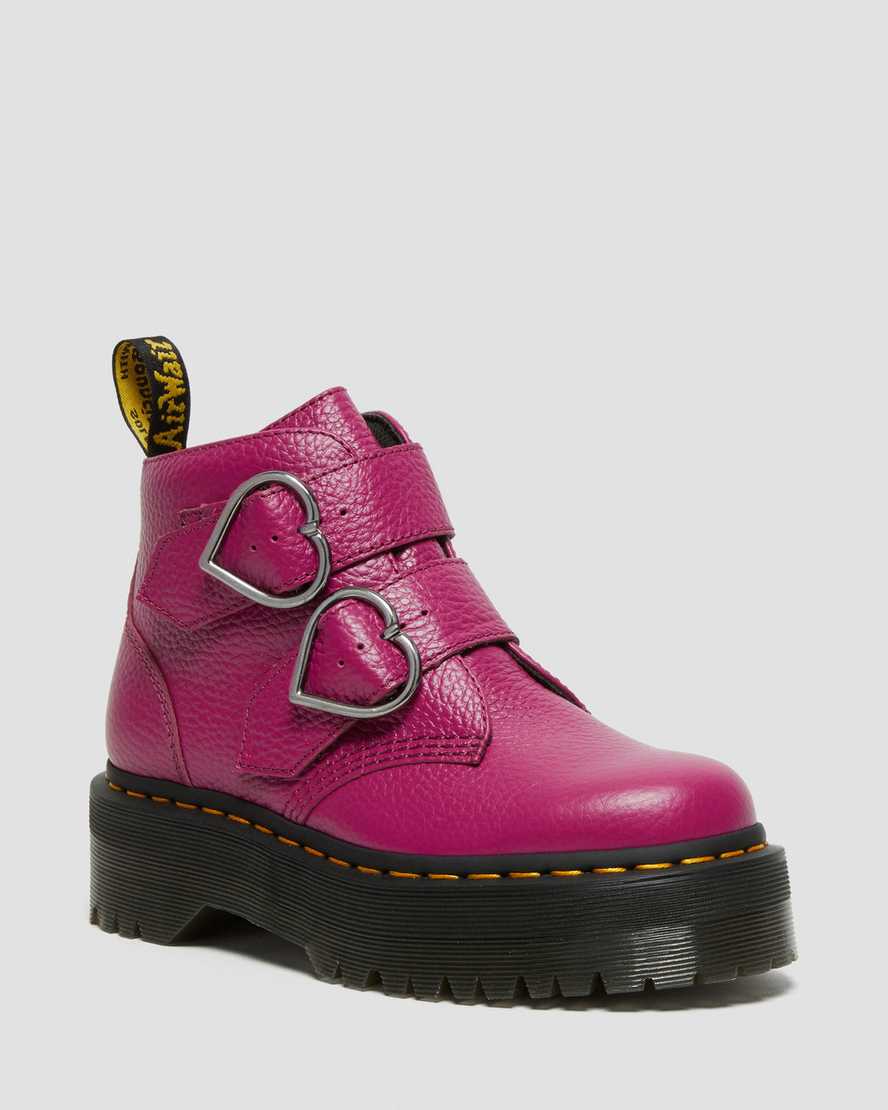 dr. martens devon heart dame plateaustøvler lyserøde