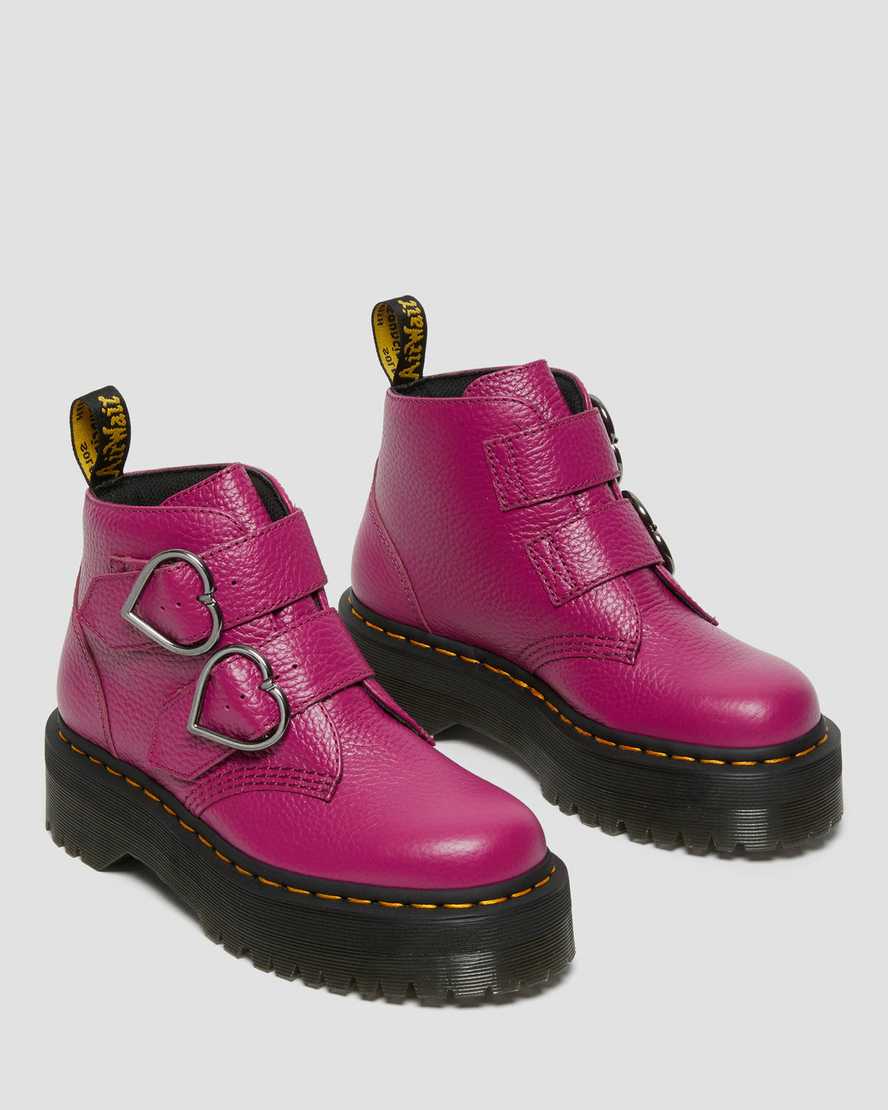 dr. martens devon heart dame plateaustøvler lyserøde