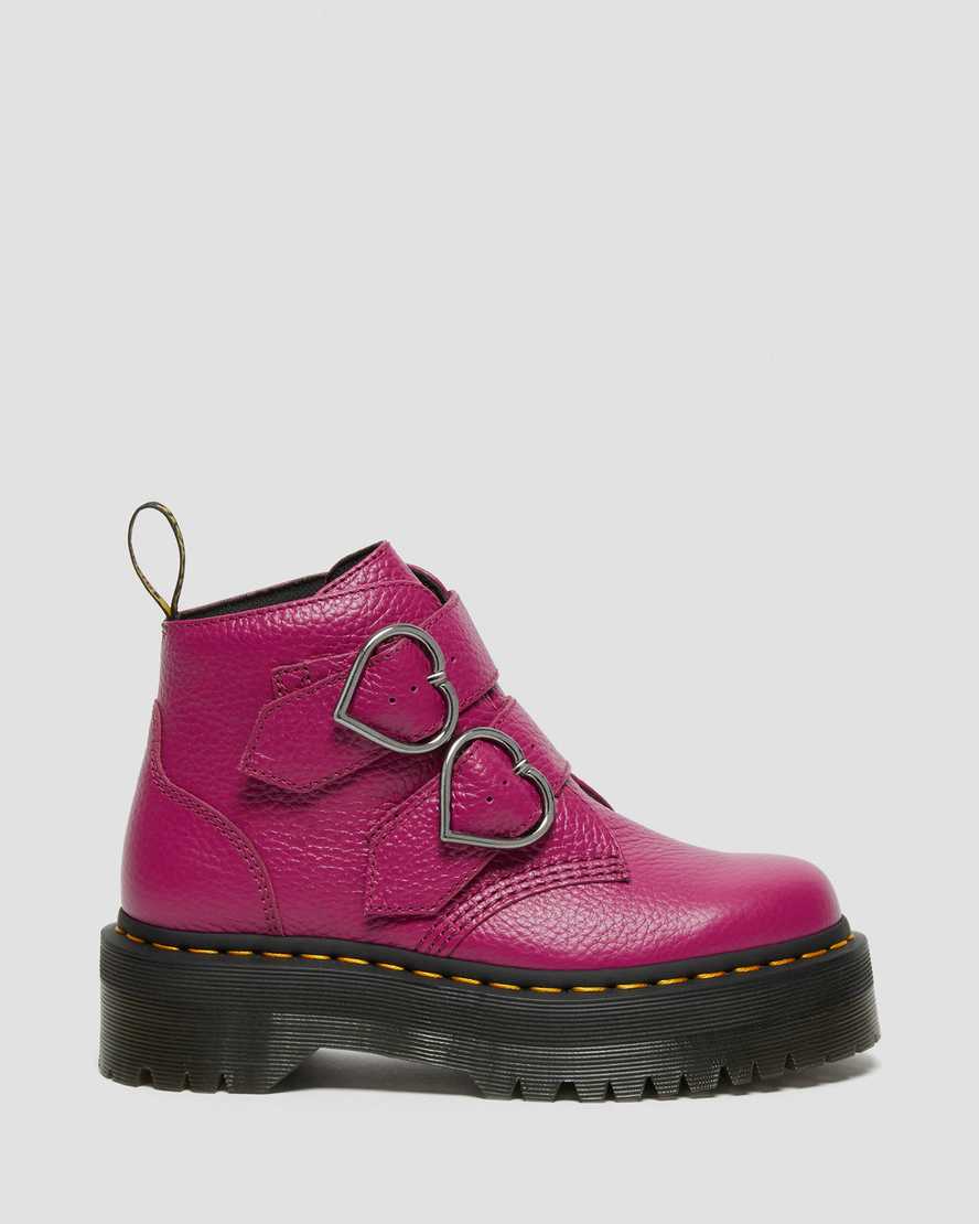 dr. martens devon heart dame plateaustøvler lyserøde