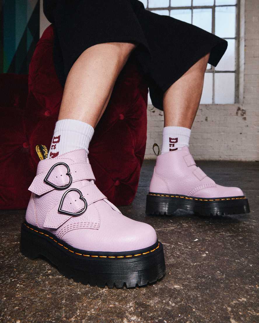 dr. martens devon heart dame plateaustøvler lyserøde