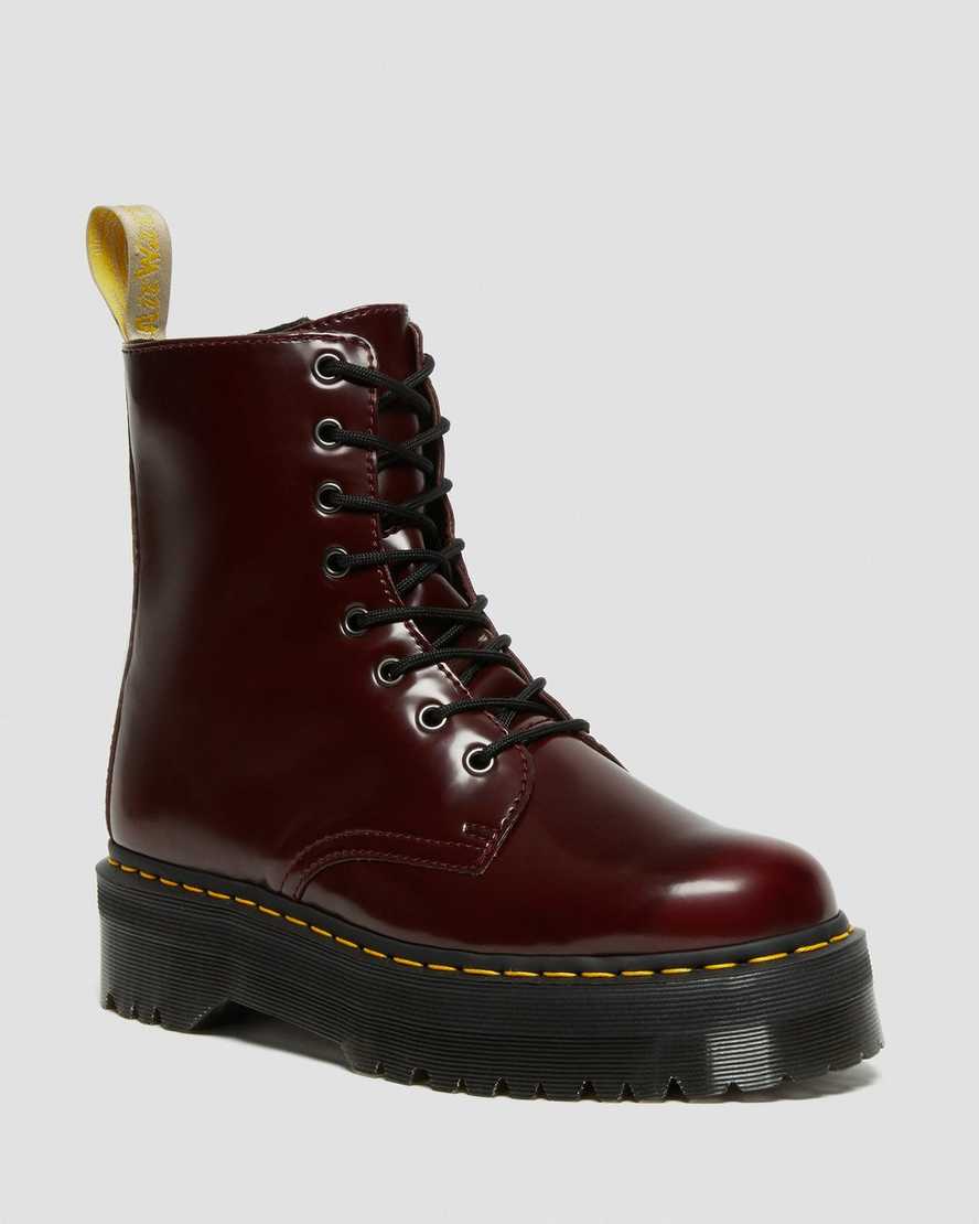 røde dr martens jadon ii dame plateaustøvler