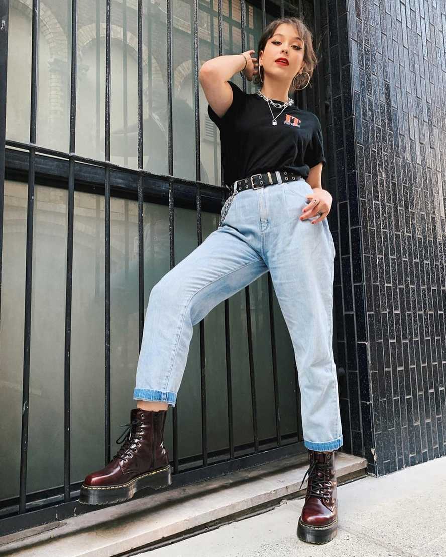 røde dr martens jadon ii dame plateaustøvler