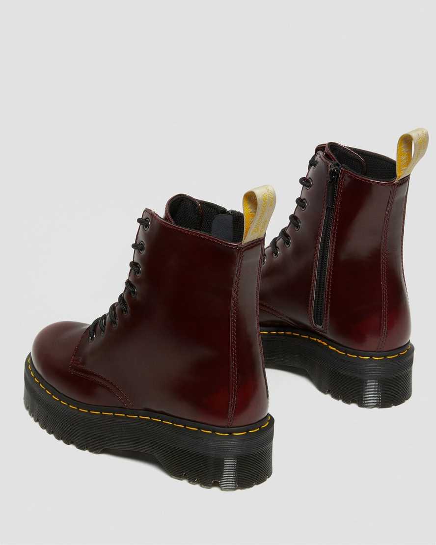 røde dr martens jadon ii dame plateaustøvler