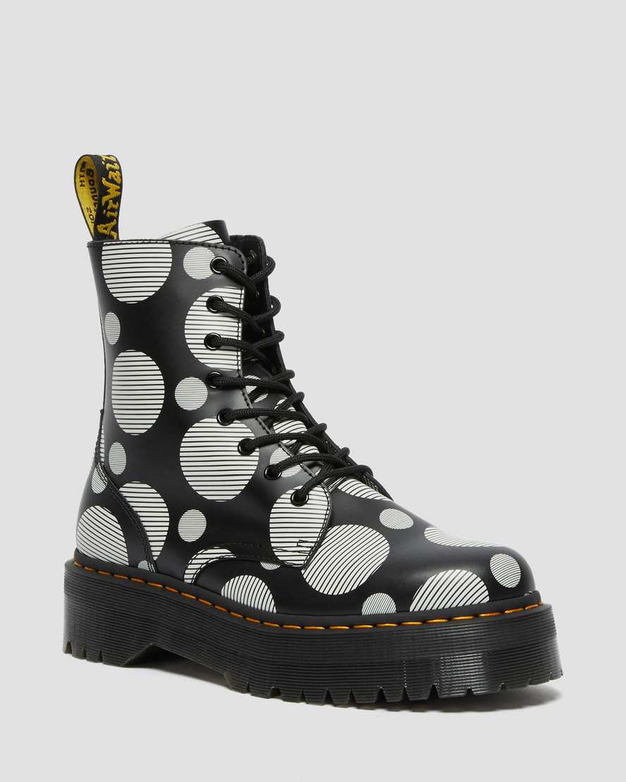 sorte dr martens jadon polka dot smooth dame platformstøvler