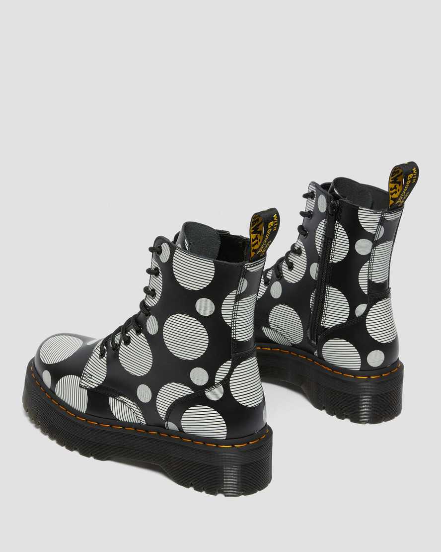 sorte dr martens jadon polka dot smooth dame platformstøvler