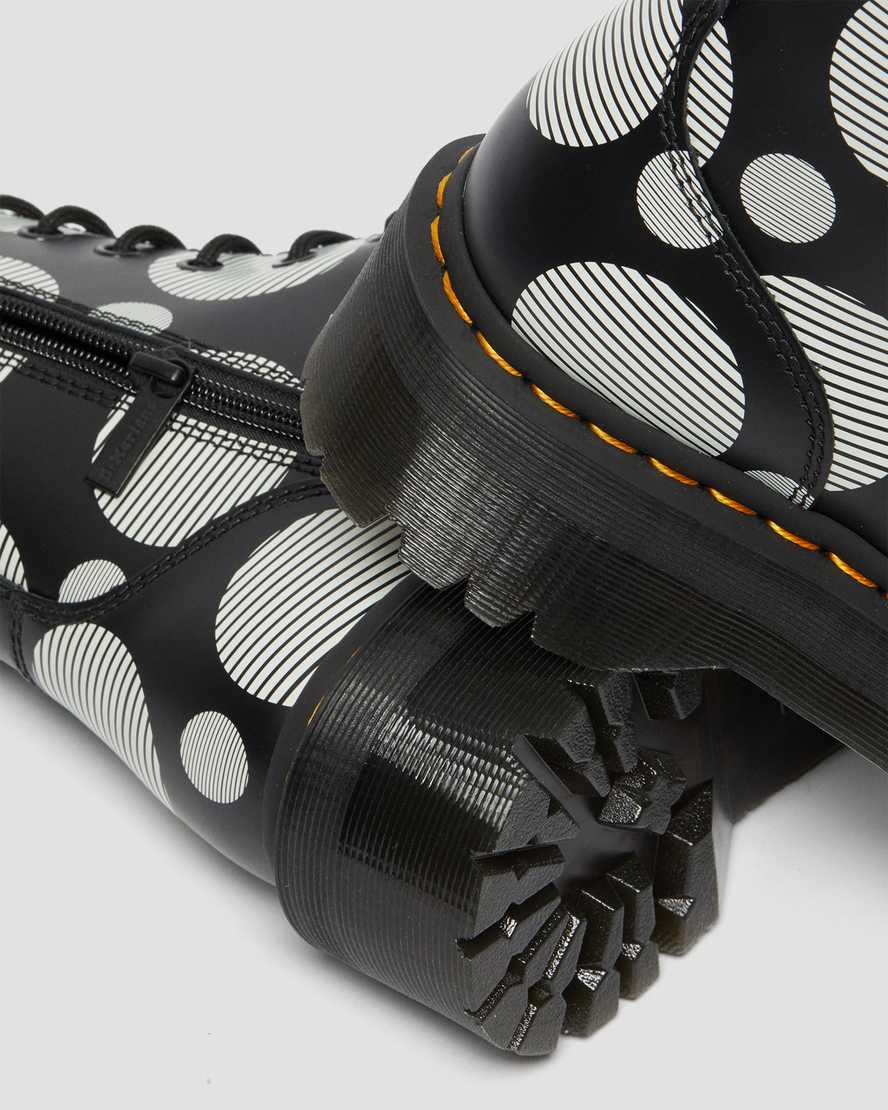 sorte dr martens jadon polka dot smooth dame platformstøvler