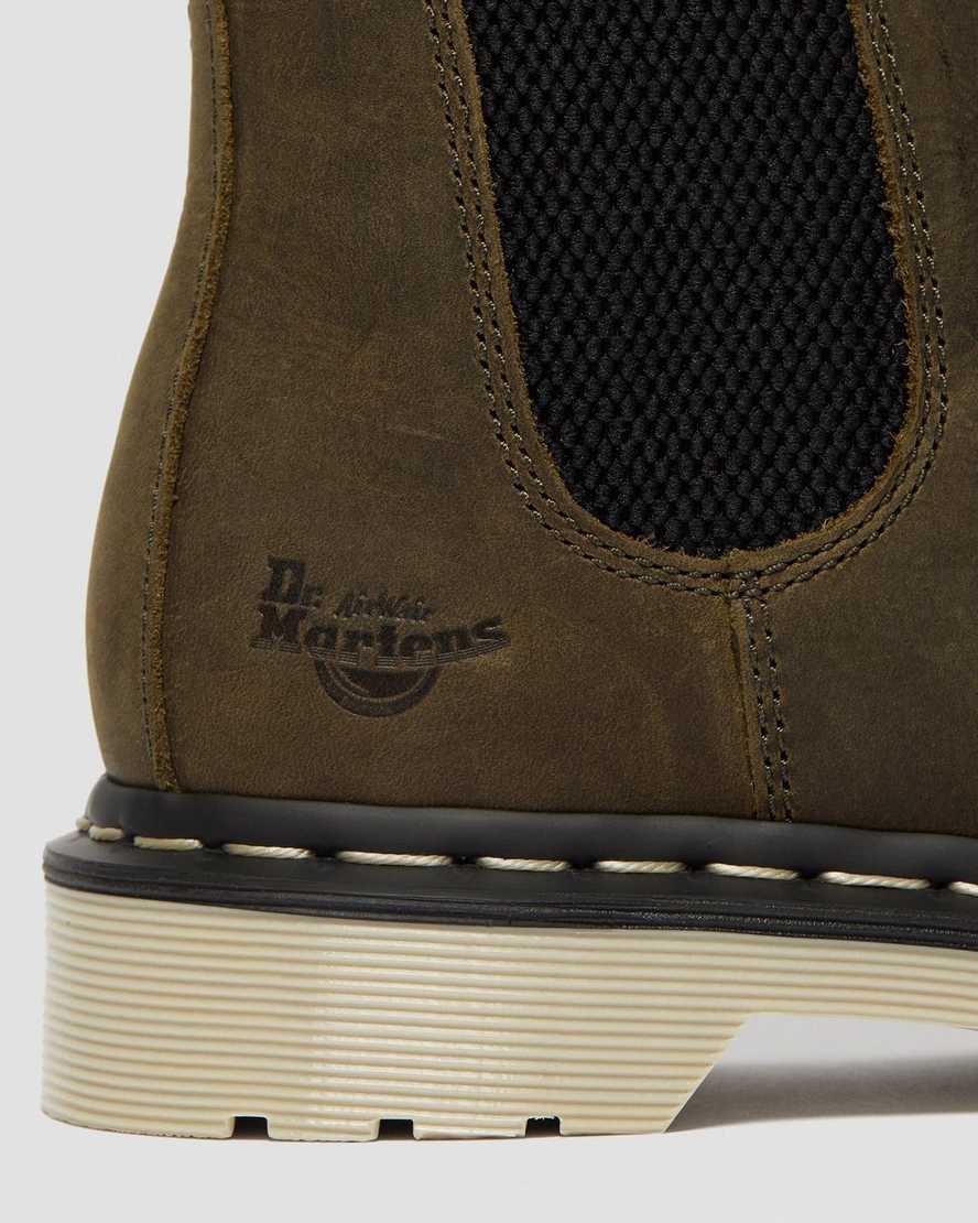 olivengrønne dr. martens arbor steel toe chelsea arbejdsstøvler til kvinder