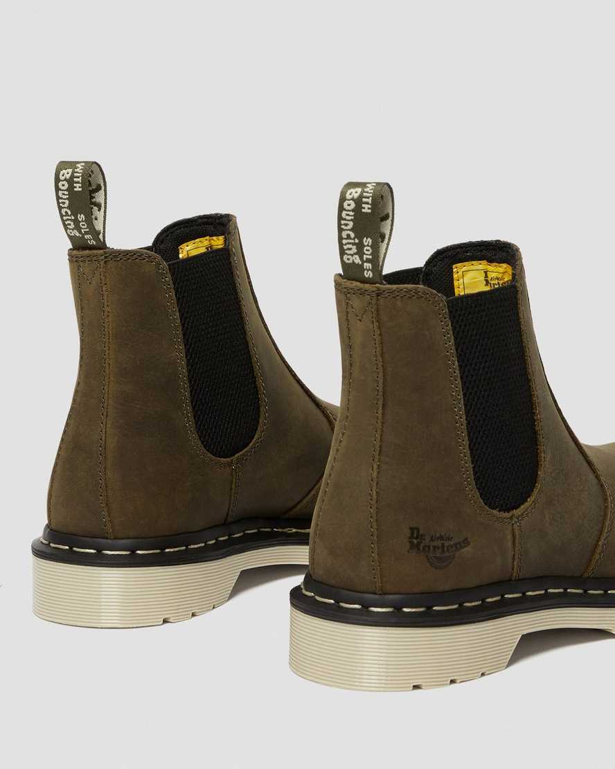 olivengrønne dr. martens arbor steel toe chelsea arbejdsstøvler til kvinder