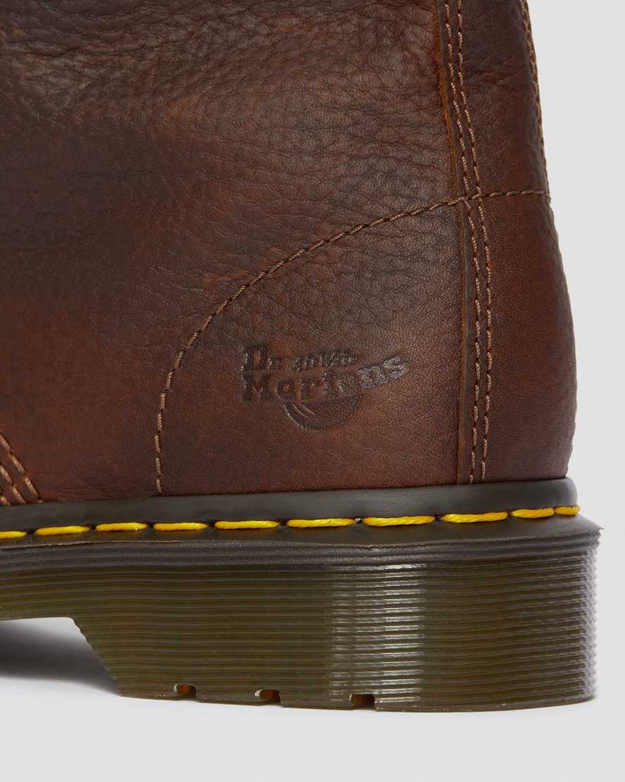 brune dr martens maple zip steel toe arbejdsstøvler til kvinder