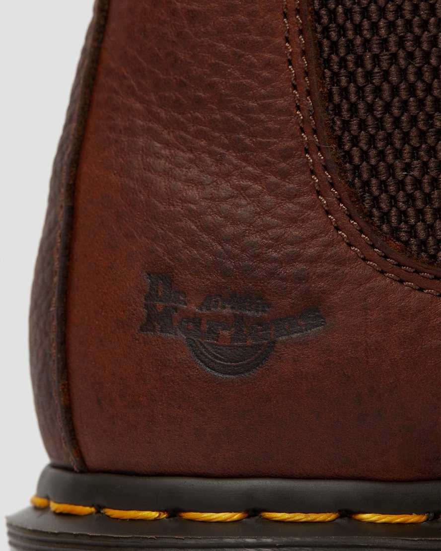 brune dr martens arbor steel toe arbejdsstøvler til kvinder
