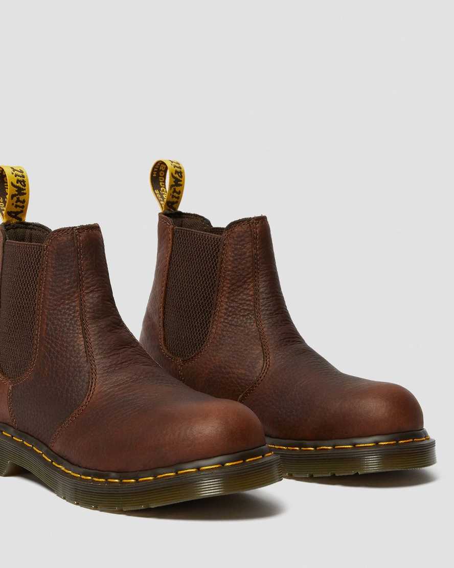 brune dr martens arbor steel toe arbejdsstøvler til kvinder