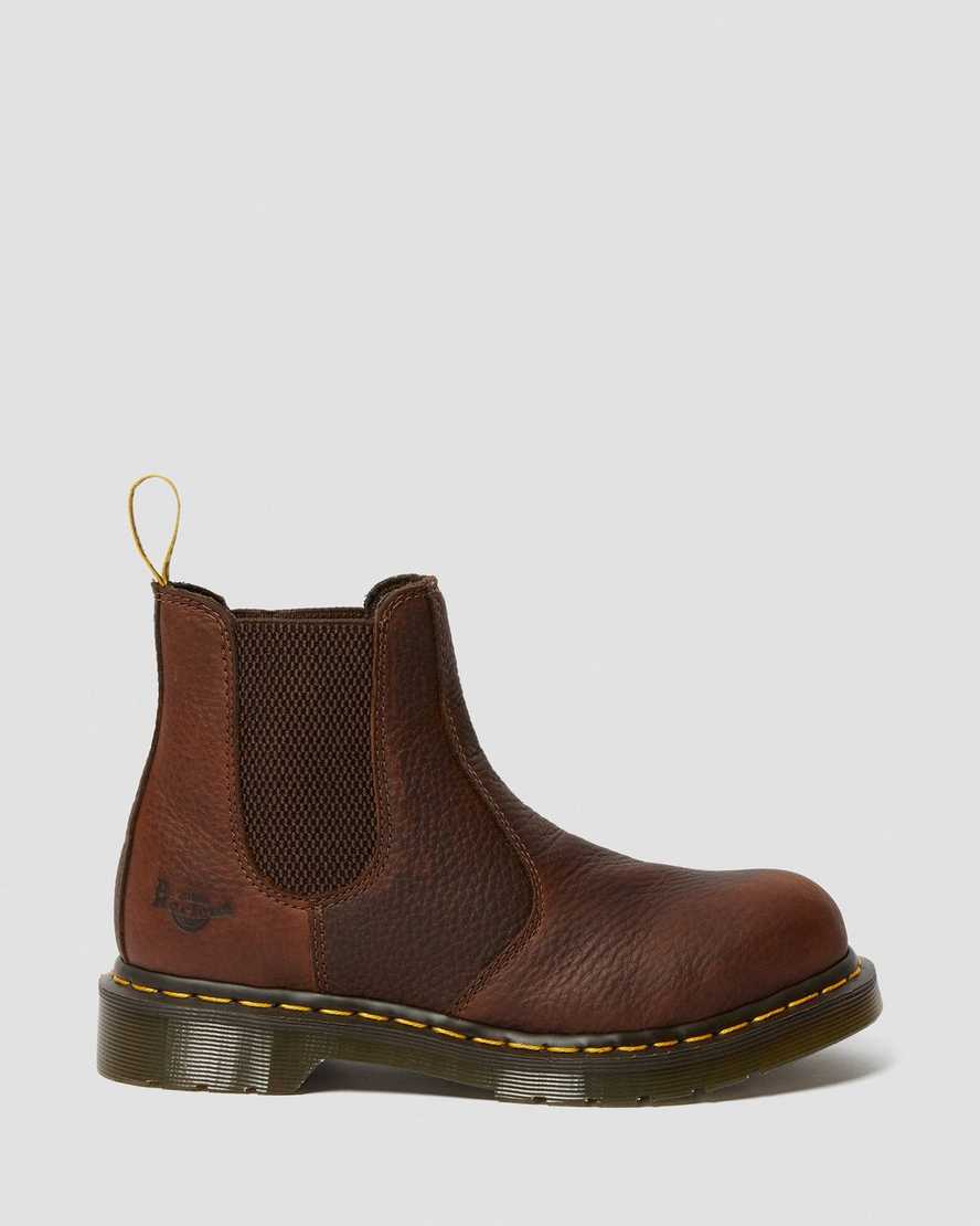 brune dr martens arbor steel toe arbejdsstøvler til kvinder