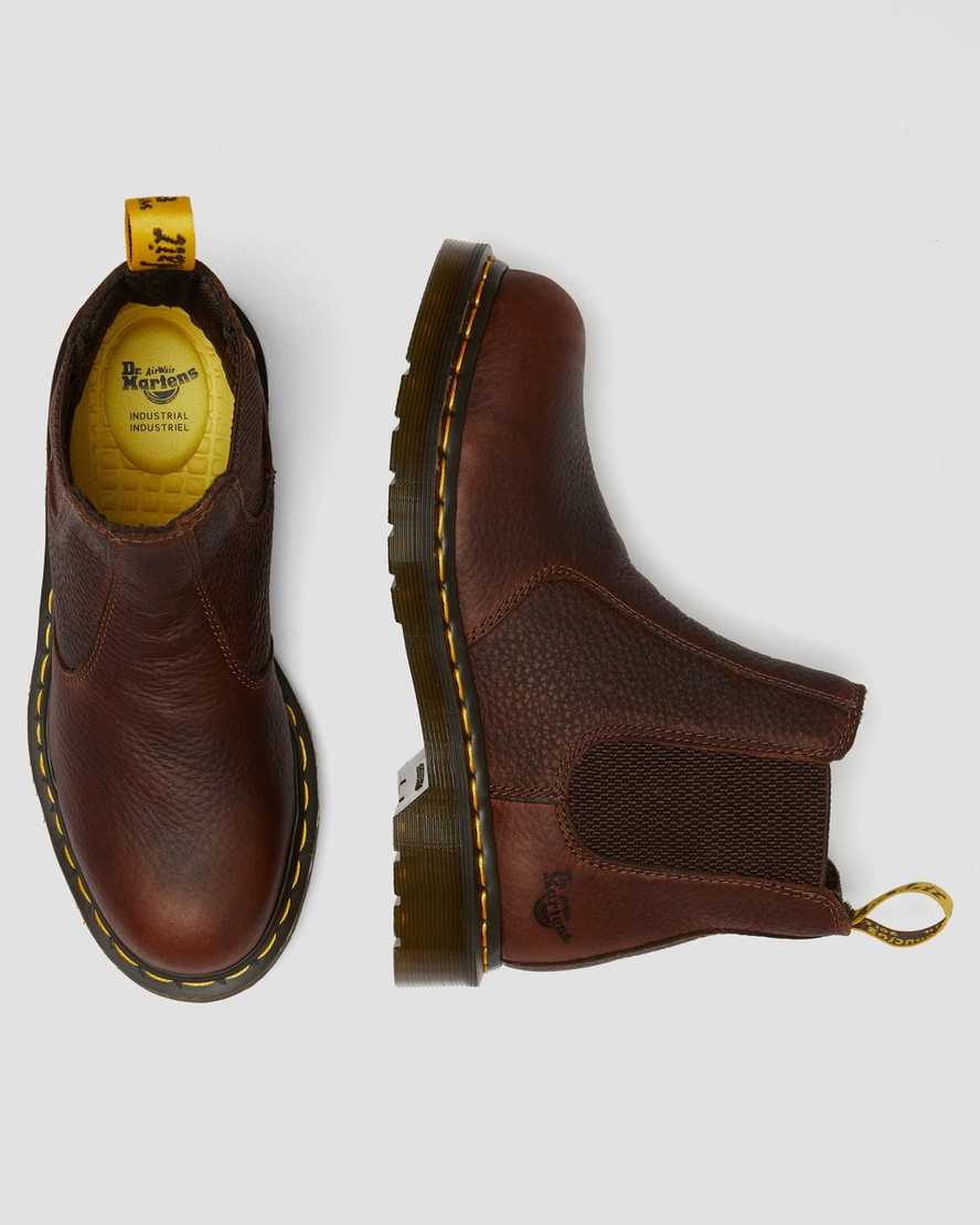 brune dr martens arbor steel toe arbejdsstøvler til kvinder