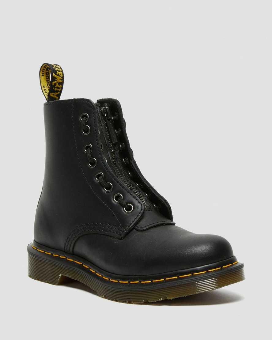 sorte dr martens 1460 pascal nappa damestøvler med lynlås