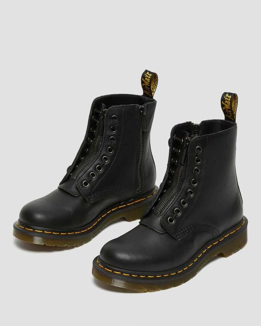 sorte dr martens 1460 pascal nappa damestøvler med lynlås