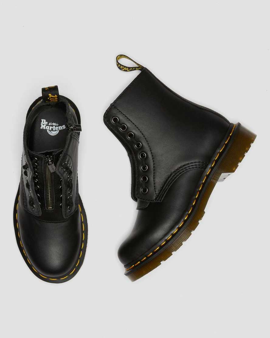 sorte dr martens 1460 pascal nappa damestøvler med lynlås
