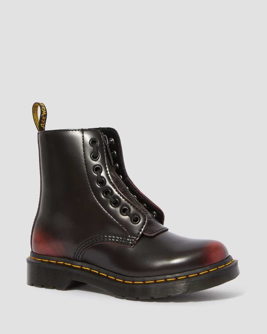røde dr martens 1460 pascal damestøvler med lynlås