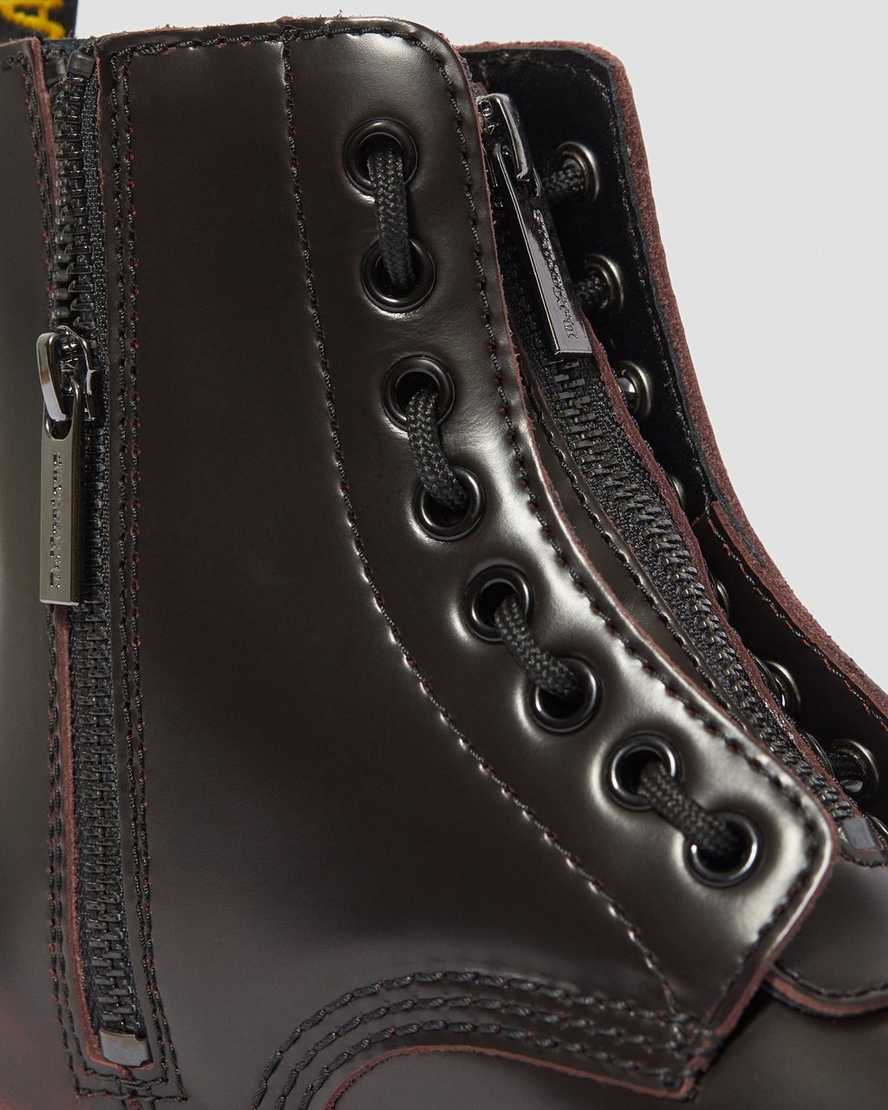røde dr martens 1460 pascal damestøvler med lynlås