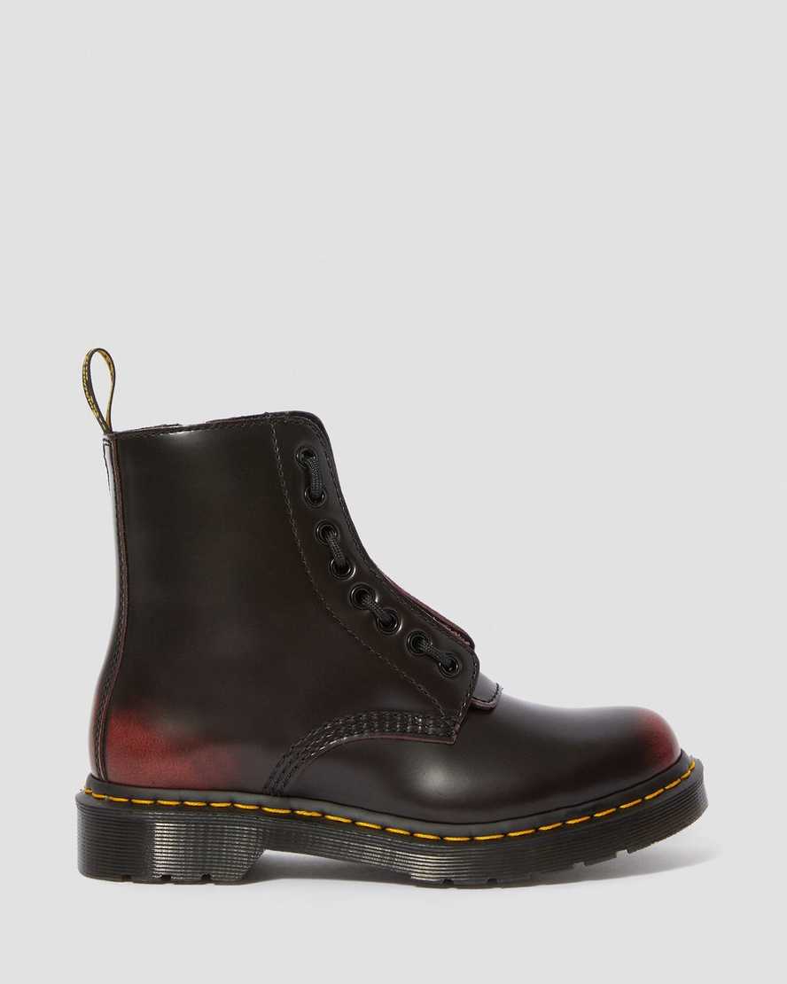 røde dr martens 1460 pascal damestøvler med lynlås