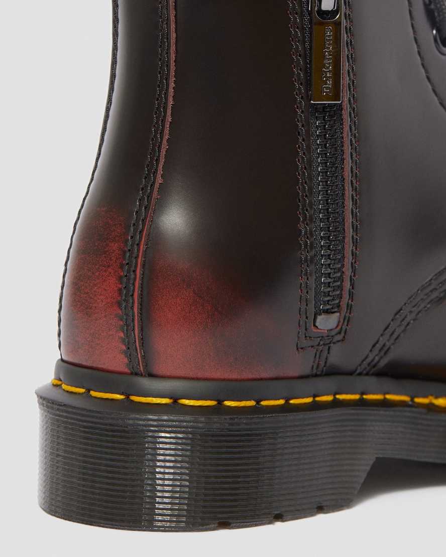 røde dr martens 1460 pascal damestøvler med lynlås