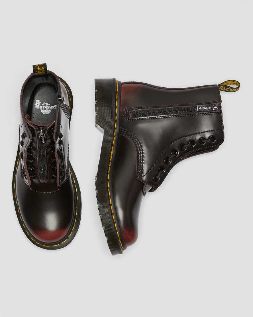 røde dr martens 1460 pascal damestøvler med lynlås