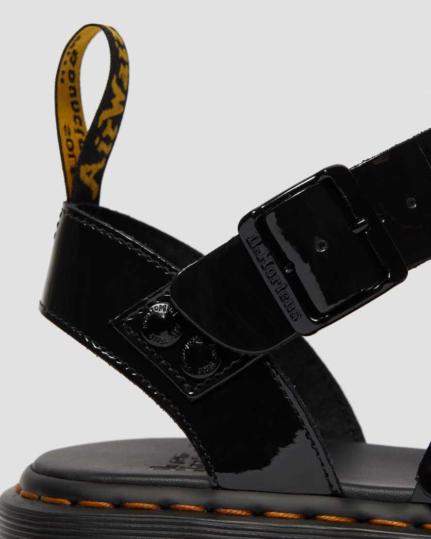 sorte dr martens gryphon patent gladiator sandaler til kvinder