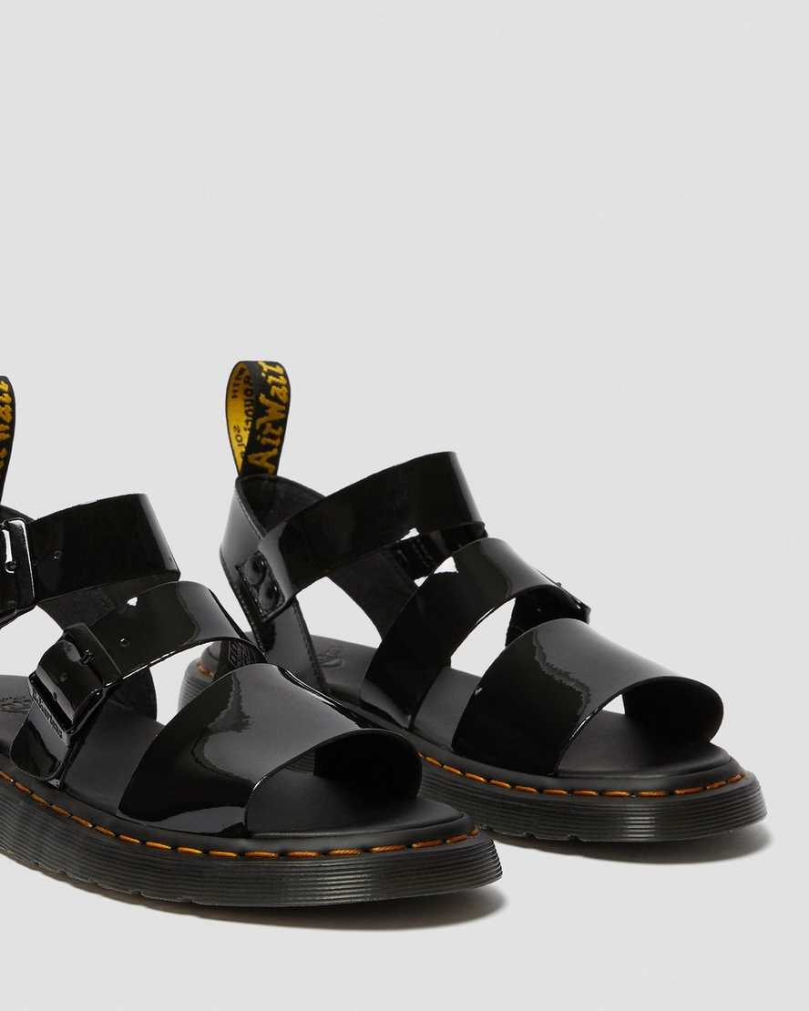 sorte dr martens gryphon patent gladiator sandaler til kvinder
