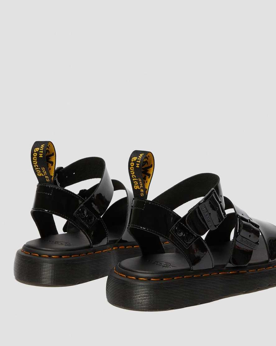 sorte dr martens gryphon patent gladiator sandaler til kvinder