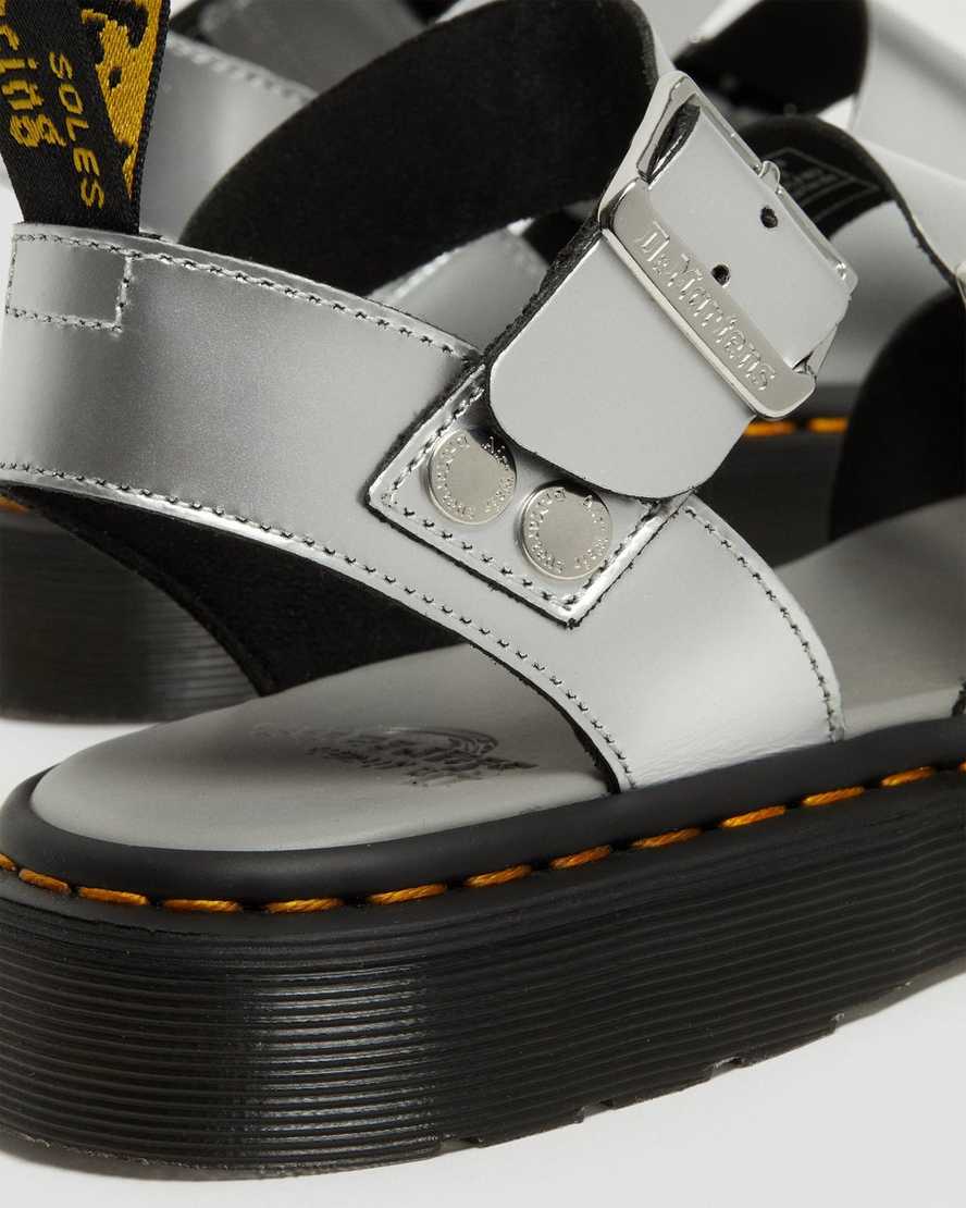 sølv dr martens gryphon metallic gladiator sandaler til kvinder