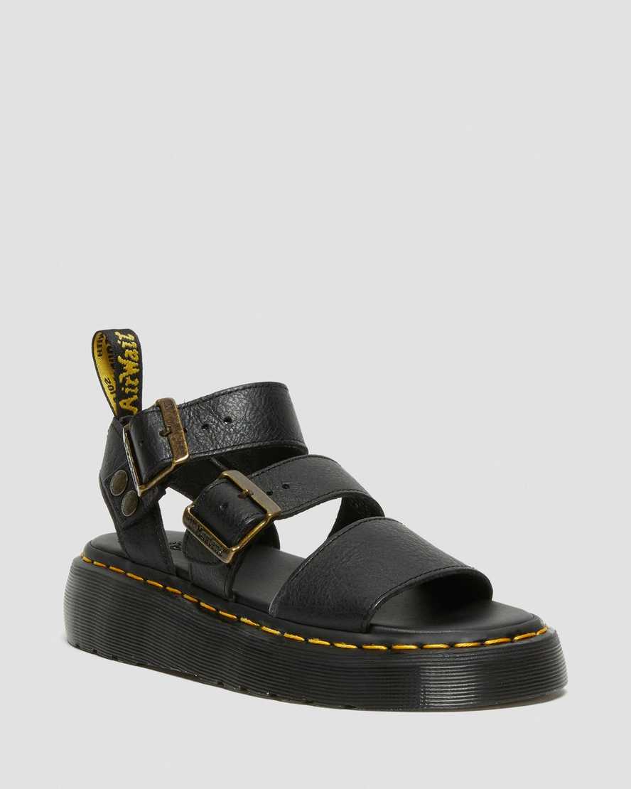 sorte dr martens gryphon platform gladiator sandaler til kvinder