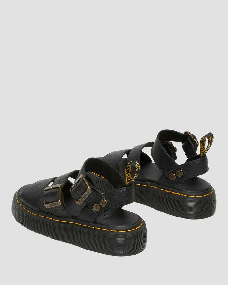 sorte dr martens gryphon platform gladiator sandaler til kvinder