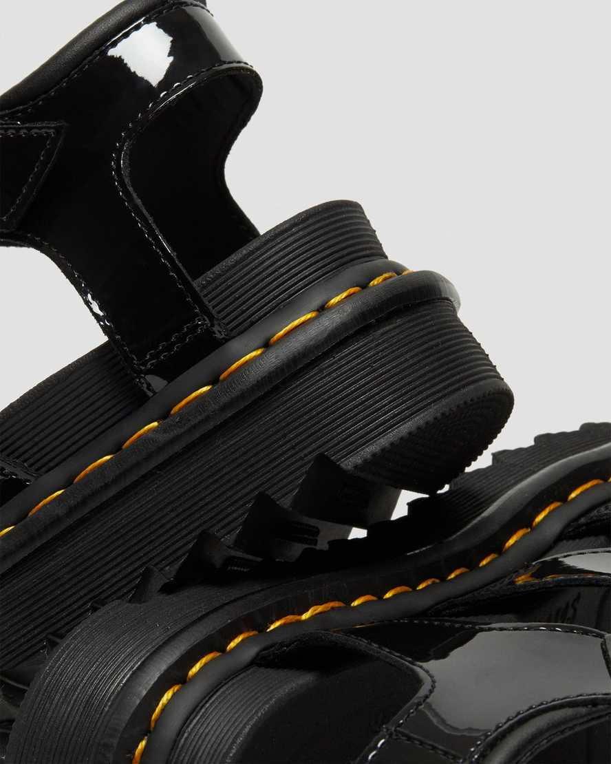 sorte dr martens blaire patent gladiator sandaler til kvinder