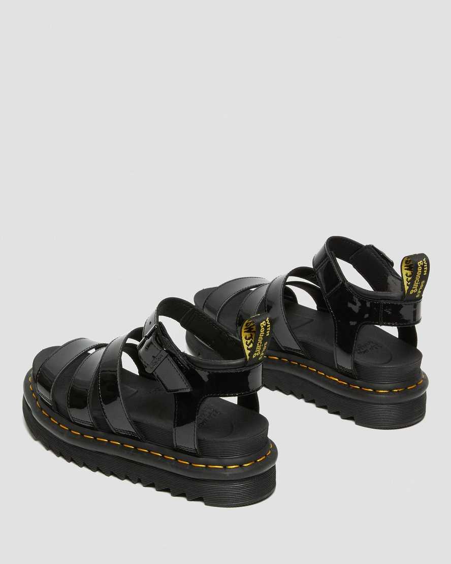 sorte dr martens blaire patent gladiator sandaler til kvinder