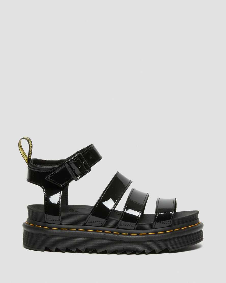 sorte dr martens blaire patent gladiator sandaler til kvinder