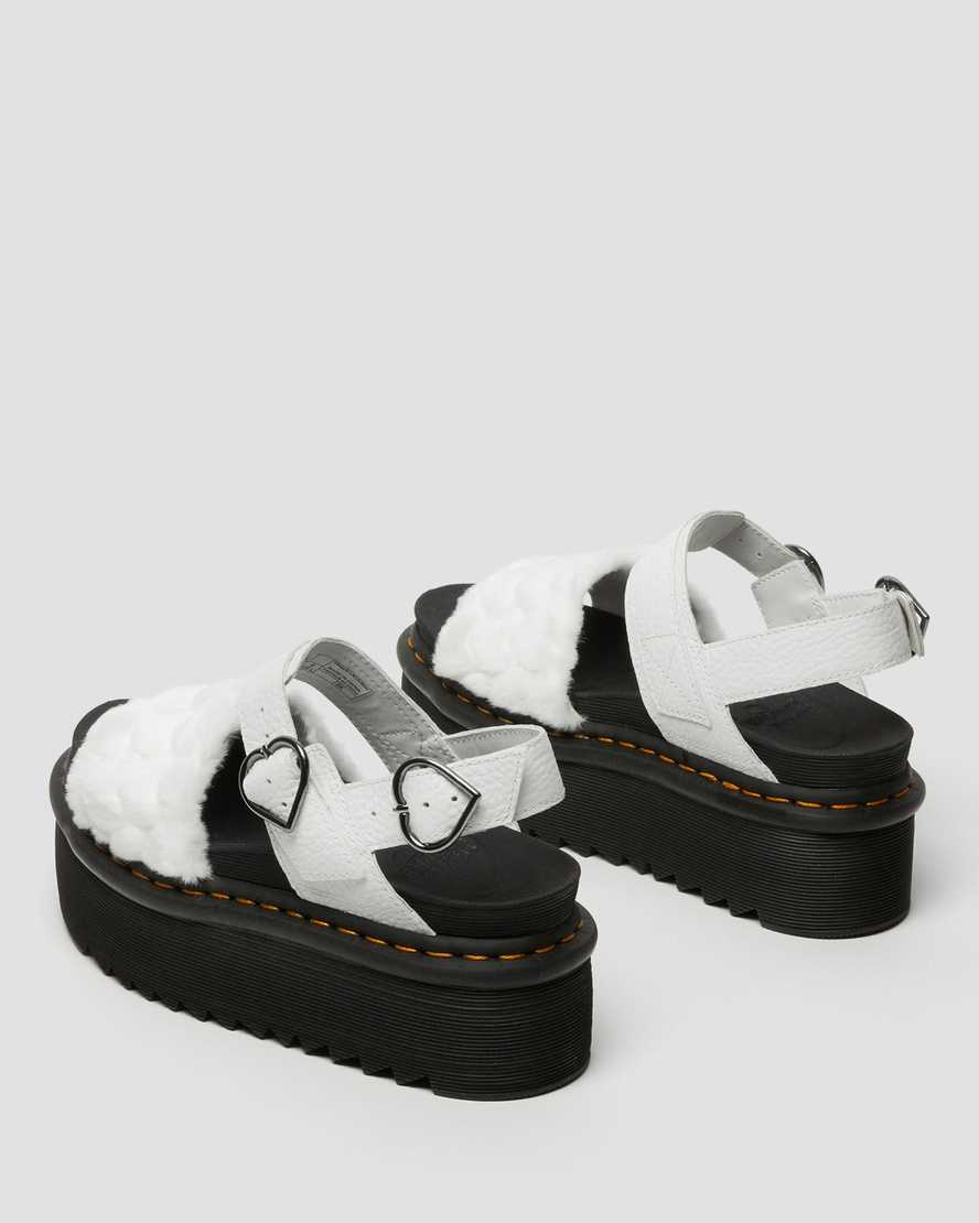 hvide dr martens voss fluffy faux fur platform sandaler til kvinder