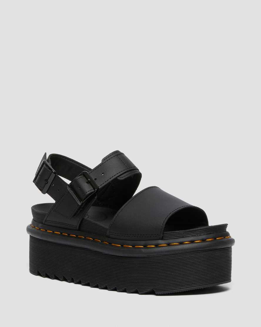 sorte dr martens voss strap dame platform sandaler