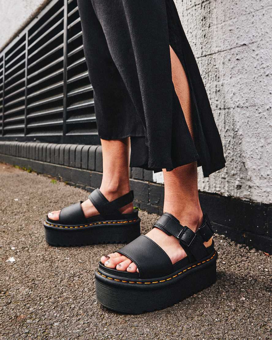 sorte dr martens voss strap dame platform sandaler