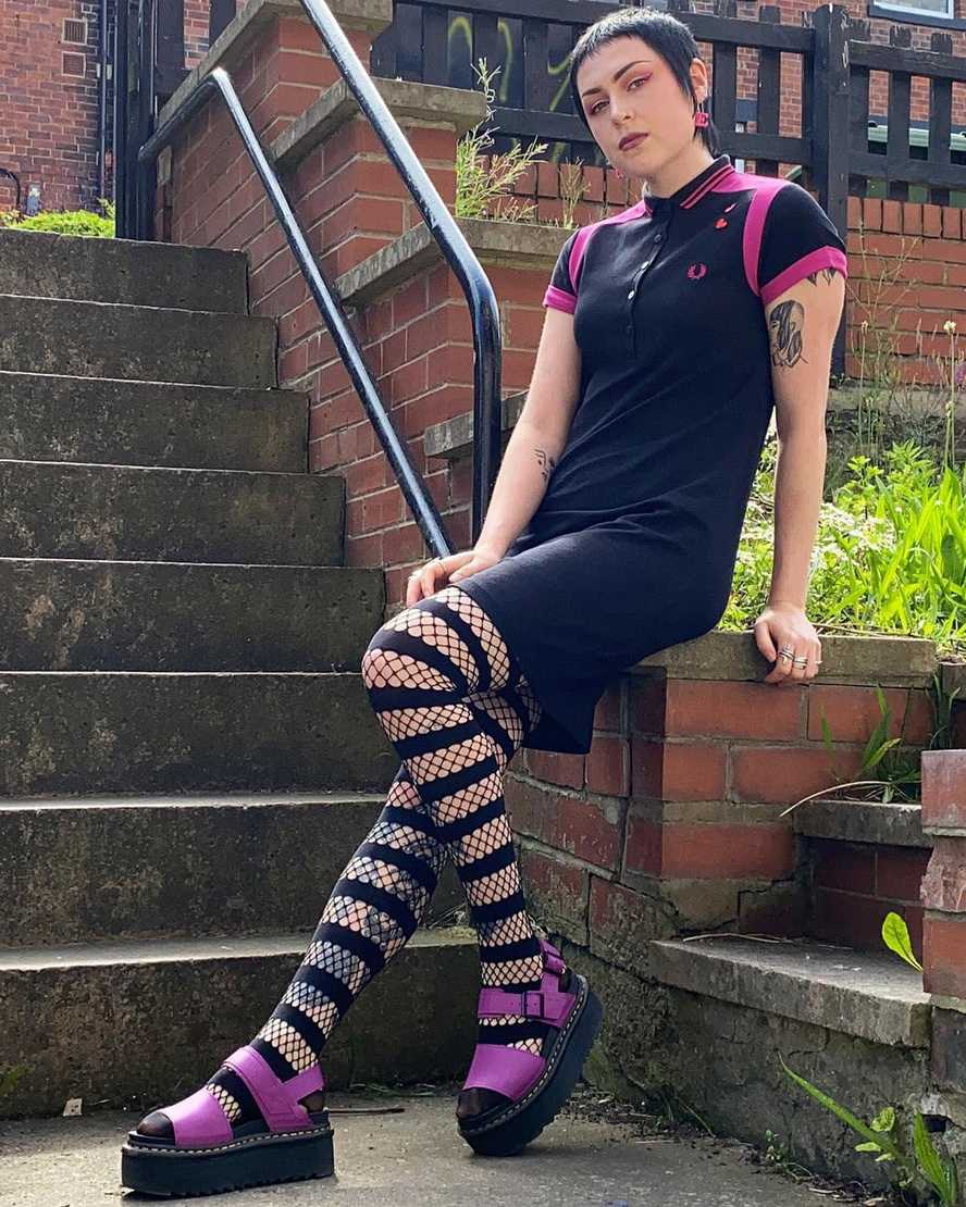 dr. martens voss strap platform sandaler til kvinder i lilla
