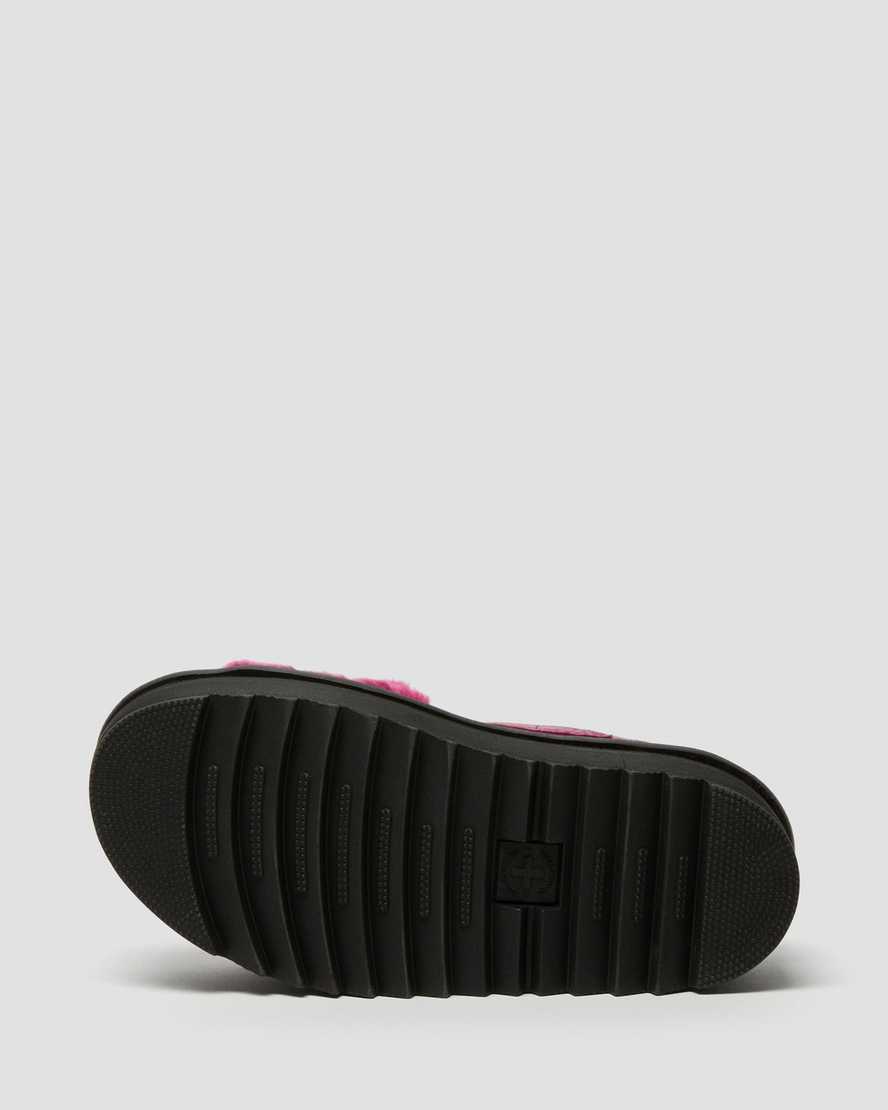 dr. martens voss fluffy faux fur platform sandaler til kvinder i lyserød