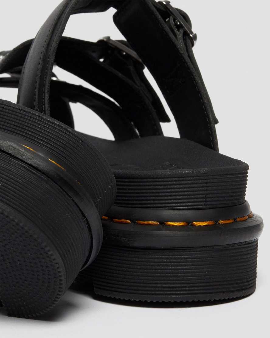 sorte dr martens ryker ii hardware strap dame slidesandaler
