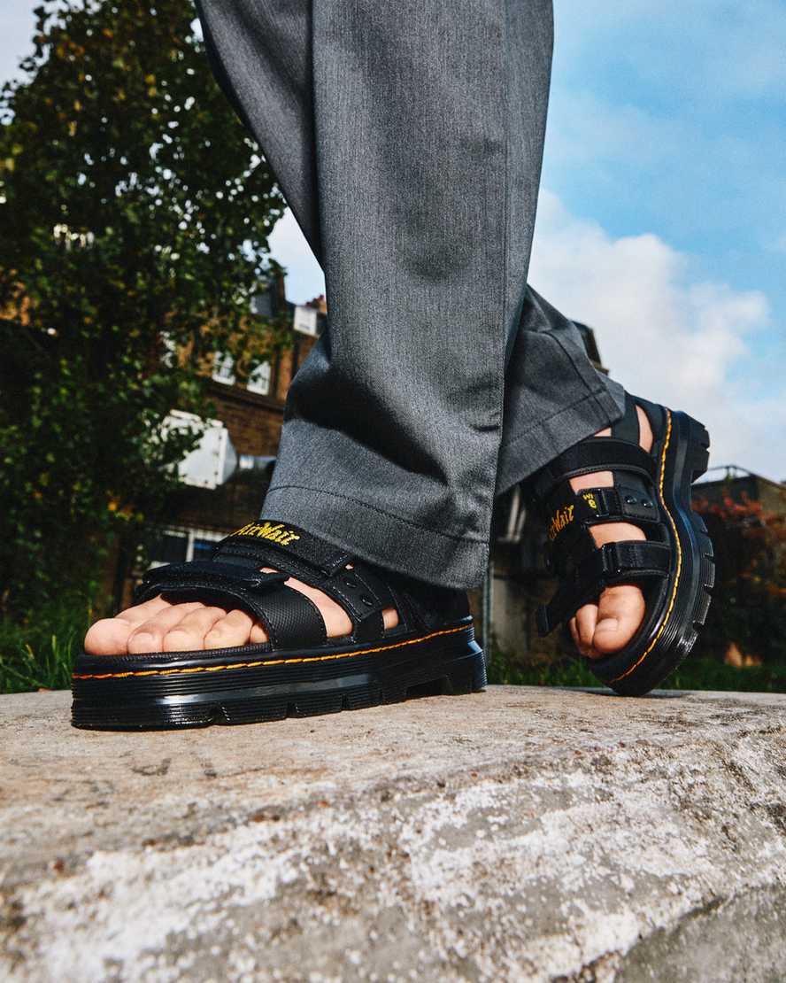 sorte dr martens pearson webbing damesandaler