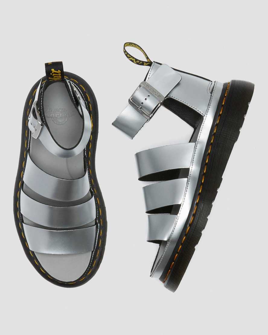 sølv dr martens clarissa ii metallic damesandaler