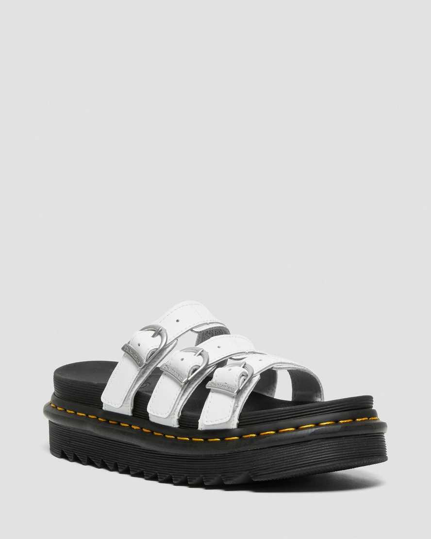 hvide dr martens blaire dame slidesandaler