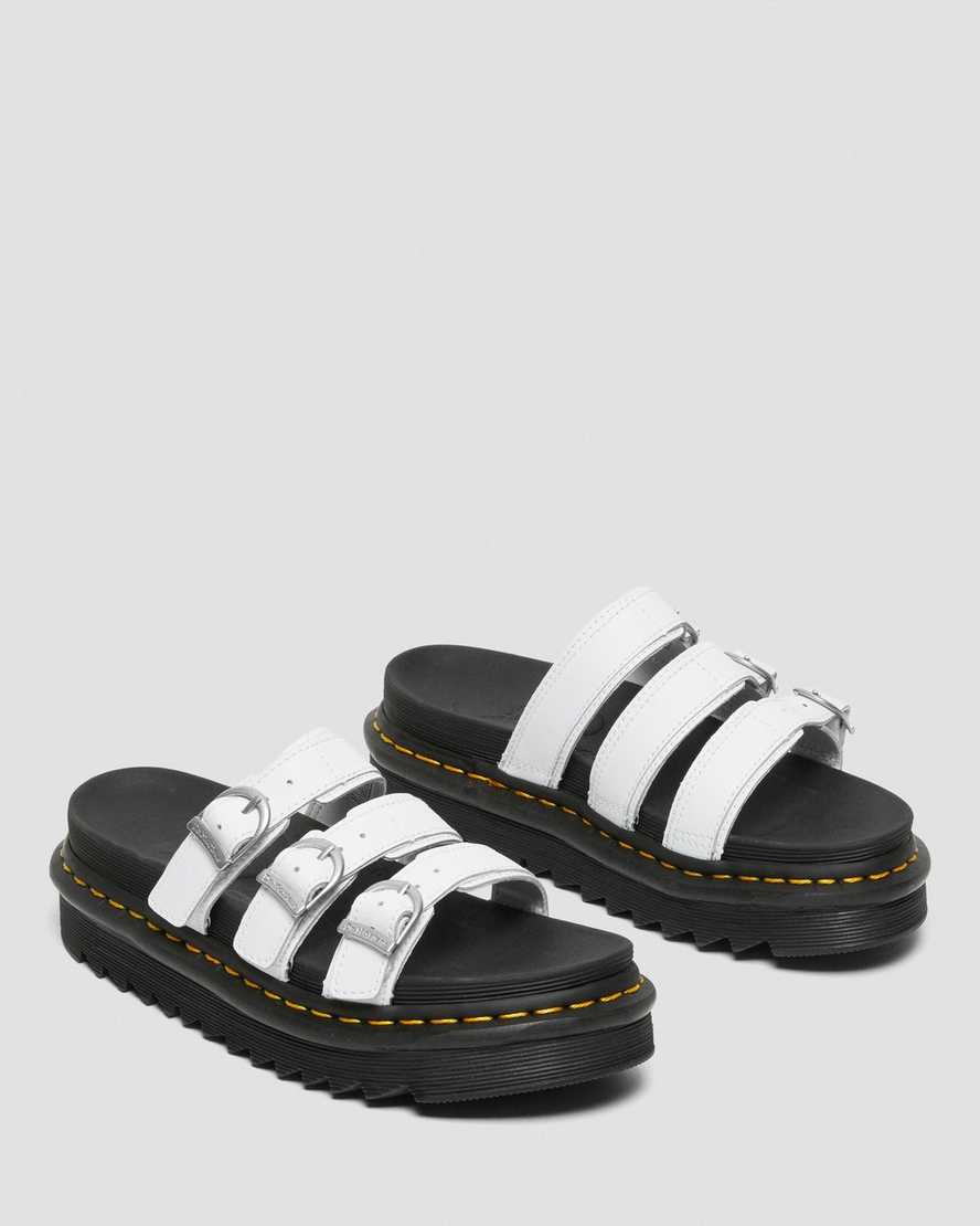 hvide dr martens blaire dame slidesandaler