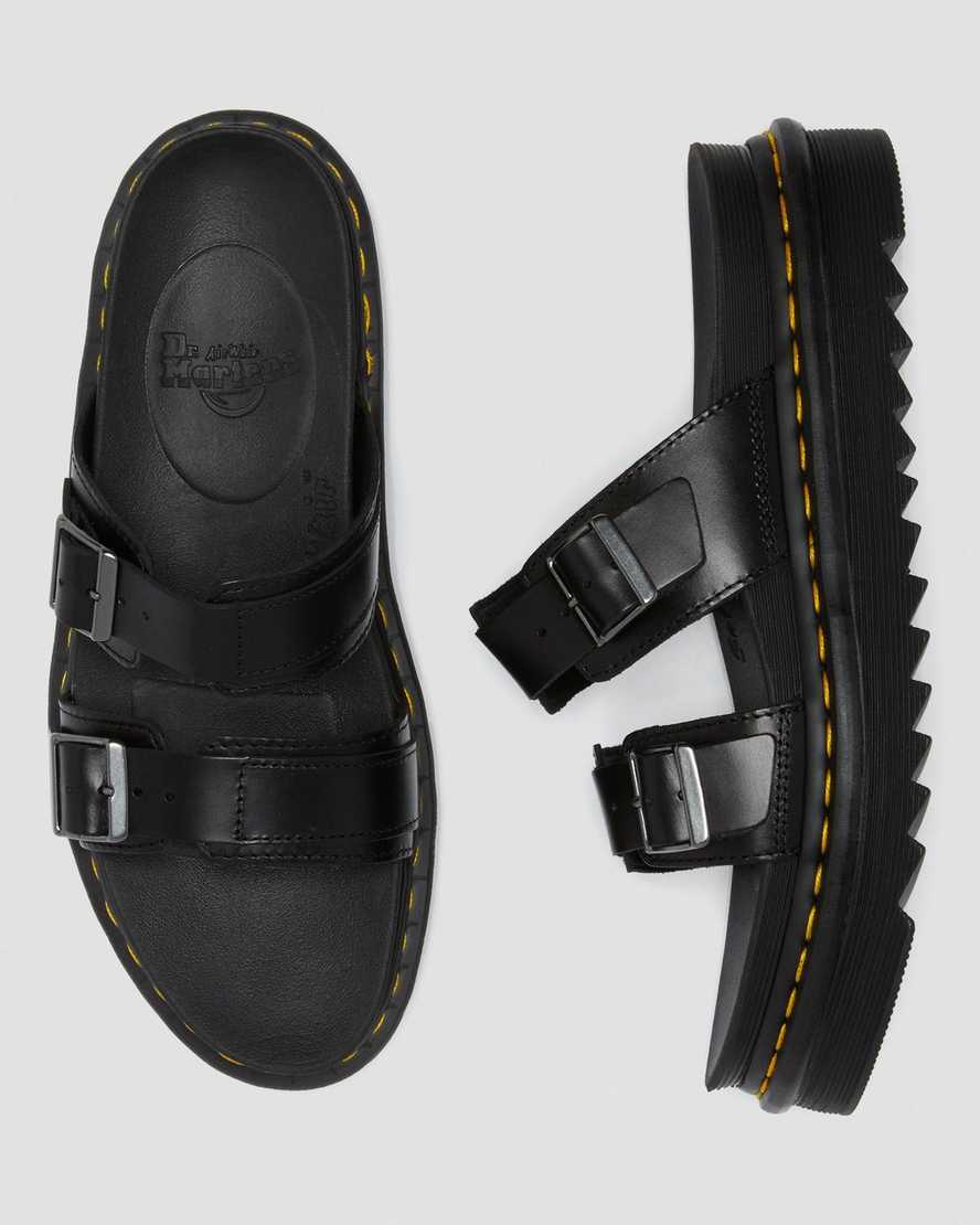 sorte dr martens myles brando buckle dame slidesandaler