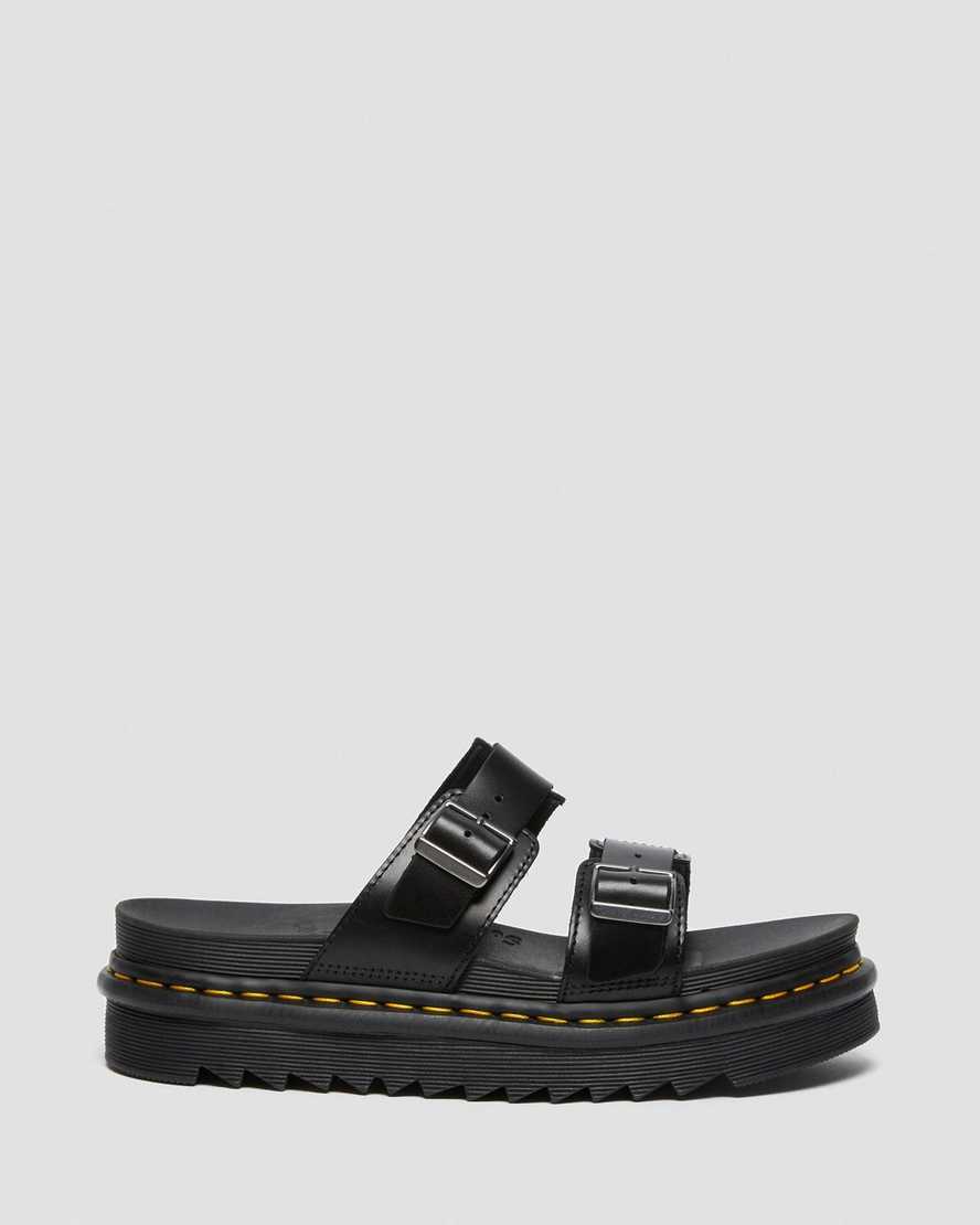 sorte dr martens myles brando buckle dame slidesandaler