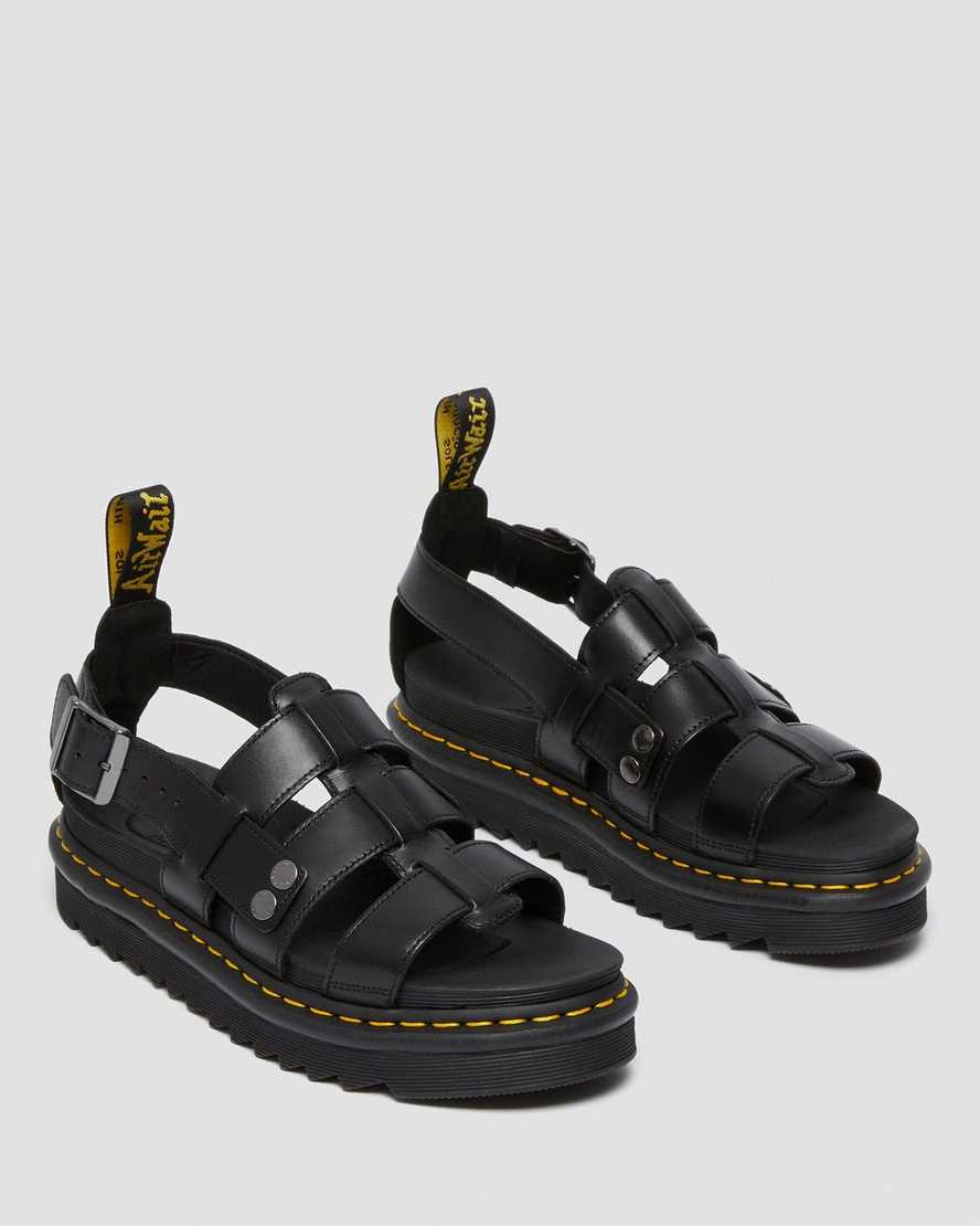 sorte dr martens terry dame sandaler med rem