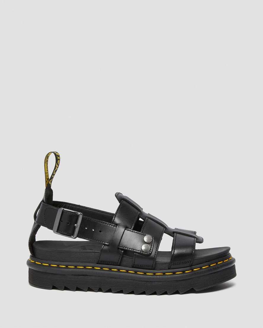 sorte dr martens terry dame sandaler med rem